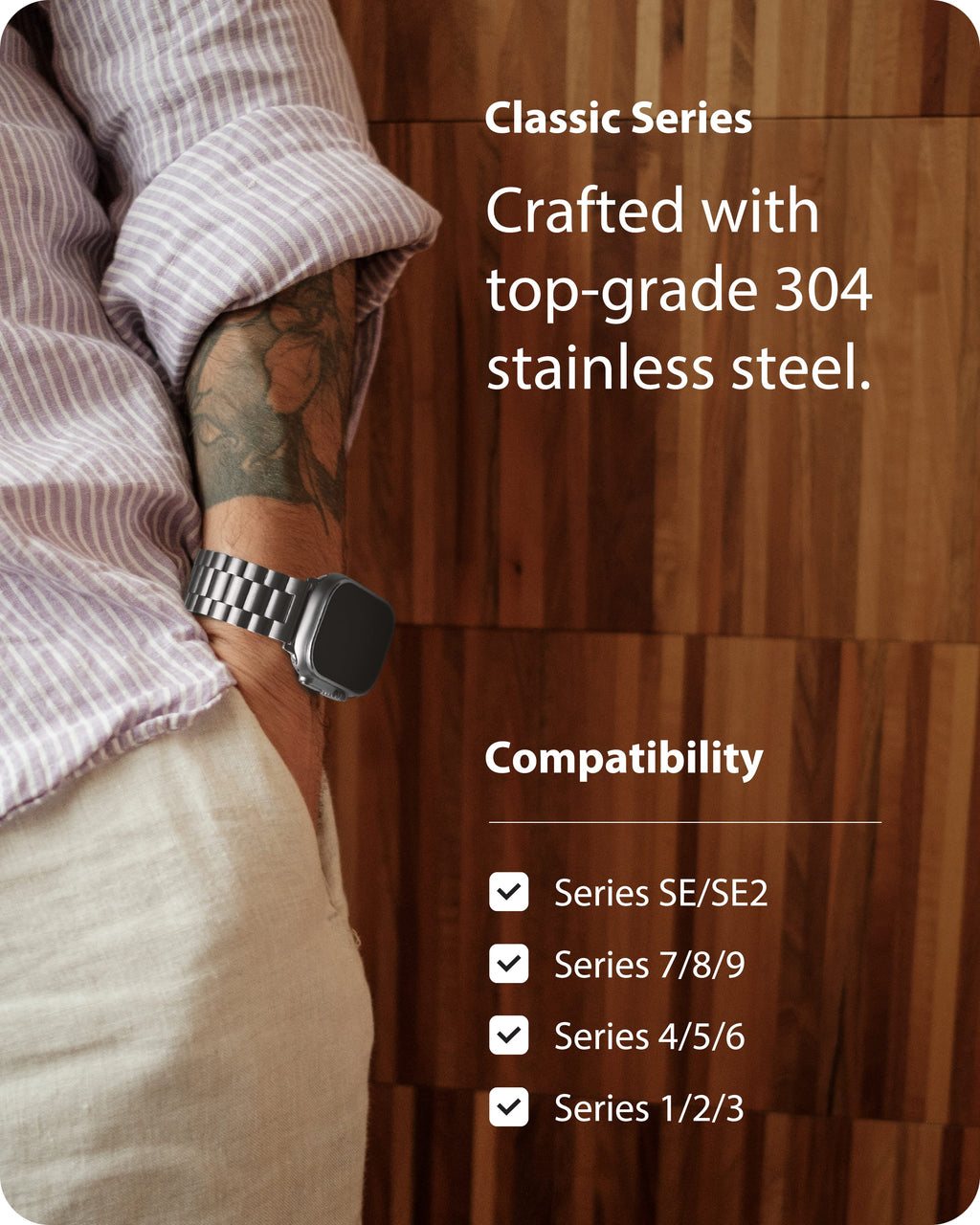 Apple Watch Band | SUS Stainless Steel Metal | Silver Fullmosa