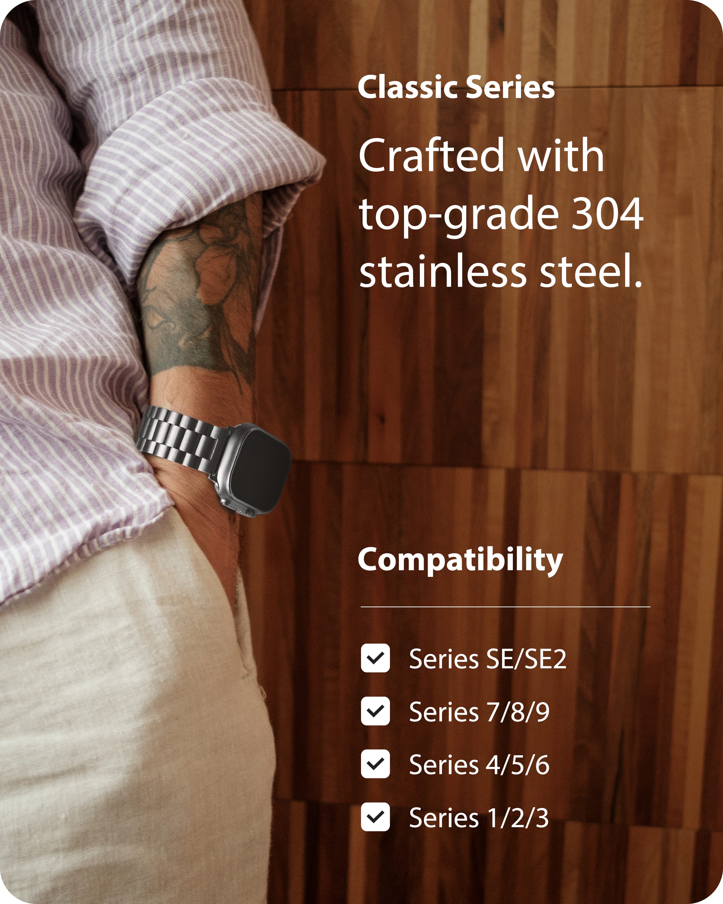 Apple Watch Band | SUS Stainless Steel Metal | Silver Fullmosa