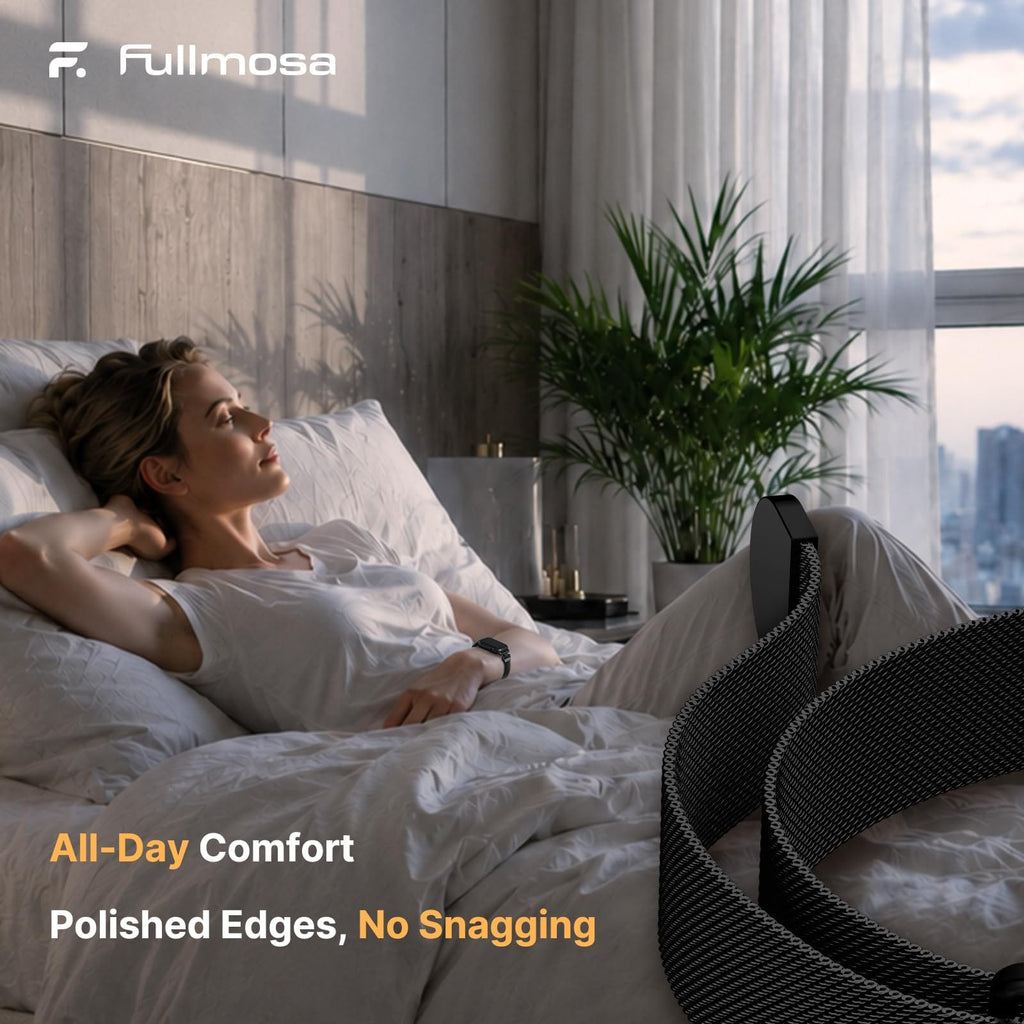 Apple Watch Band | Thin Milanese Loop Strap for Women| Black Fullmosa watch band 42mm(s11/10) 41mm 40mm 38mm / Black