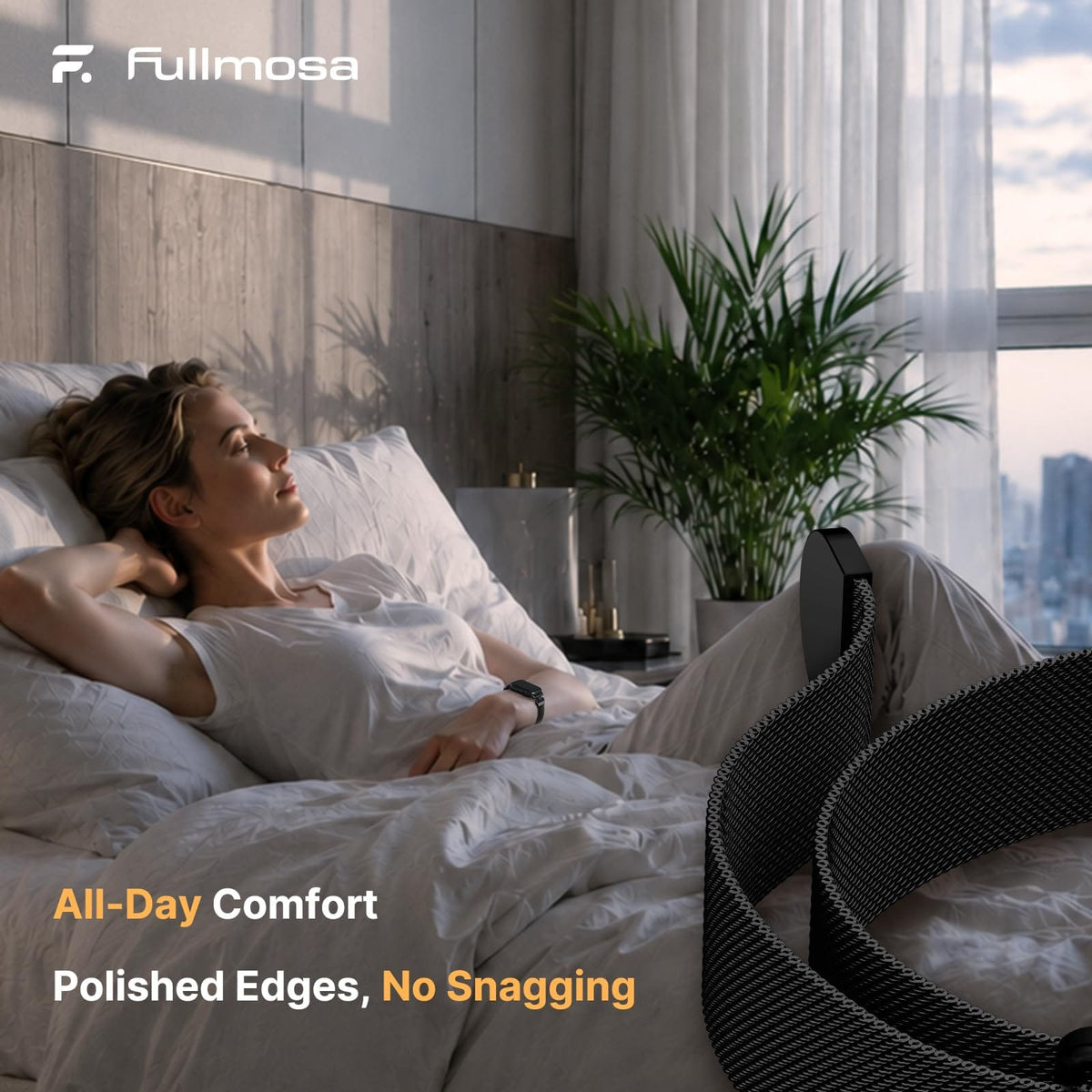 Apple Watch Band | Thin Milanese Loop Strap for Women| Black Fullmosa watch band 42mm(s11/10) 41mm 40mm 38mm / Black