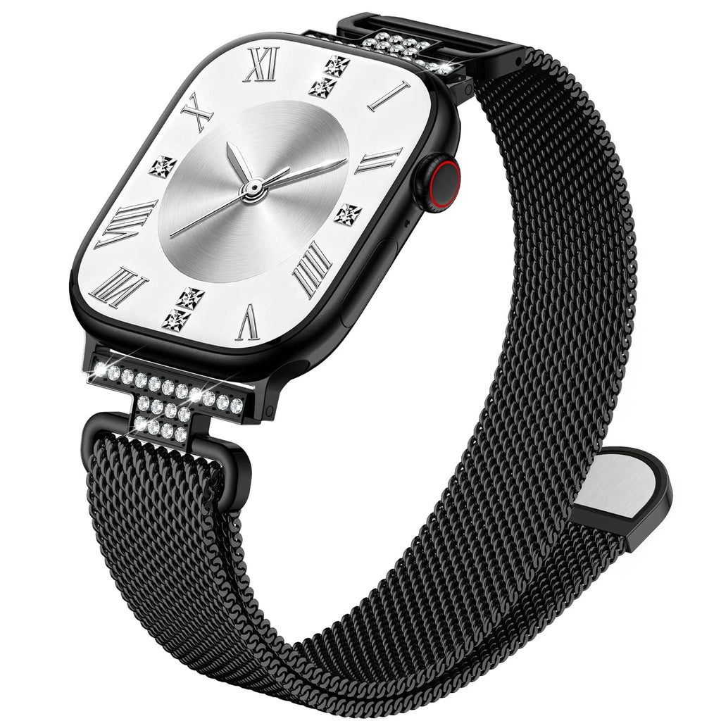 Apple Watch Band | Thin Milanese Loop Strap for Women| Black Fullmosa watch band 42mm(s11/10) 41mm 40mm 38mm / Black
