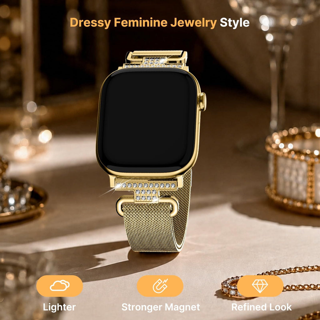 Apple Watch Band | Thin Milanese Loop Strap for Women| Gold Fullmosa watch band