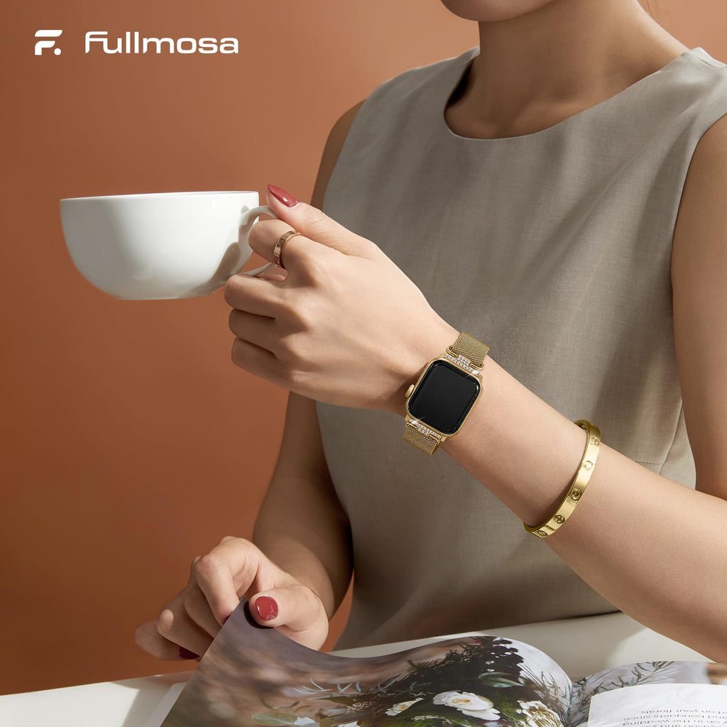 Apple Watch Band | Thin Milanese Loop Strap for Women| Gold Fullmosa watch band