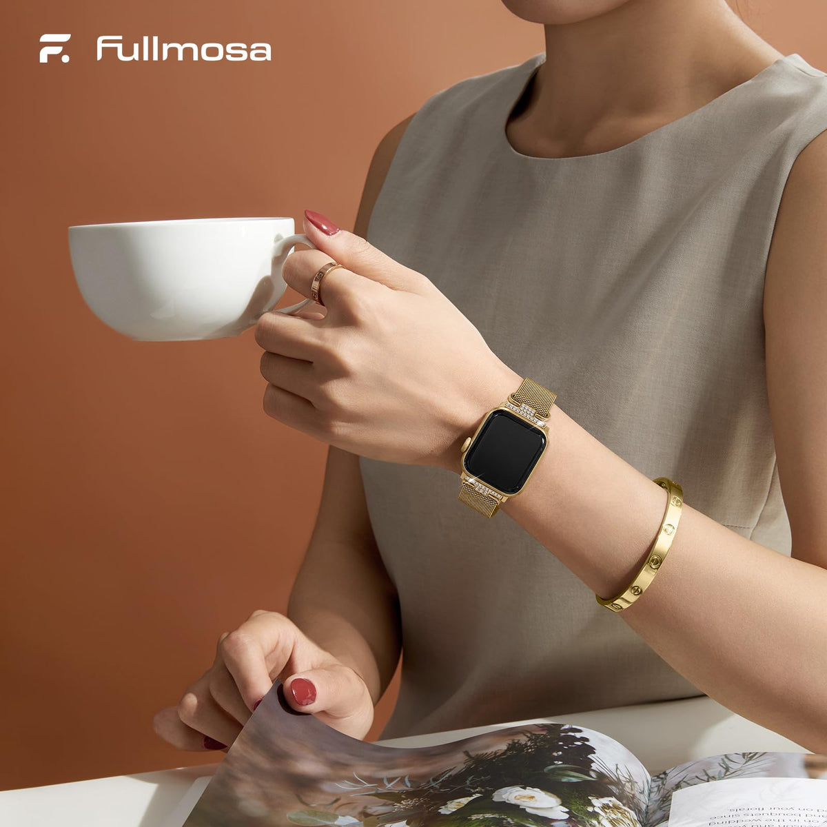 Apple Watch Band | Thin Milanese Loop Strap for Women| Gold Fullmosa watch band