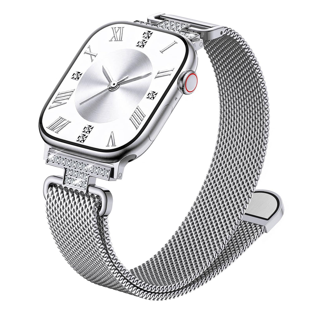 Apple Watch Band | Thin Milanese Loop Strap for Women| Silver Fullmosa watch band 42mm(s11/10) 41mm 40mm 38mm / Silver