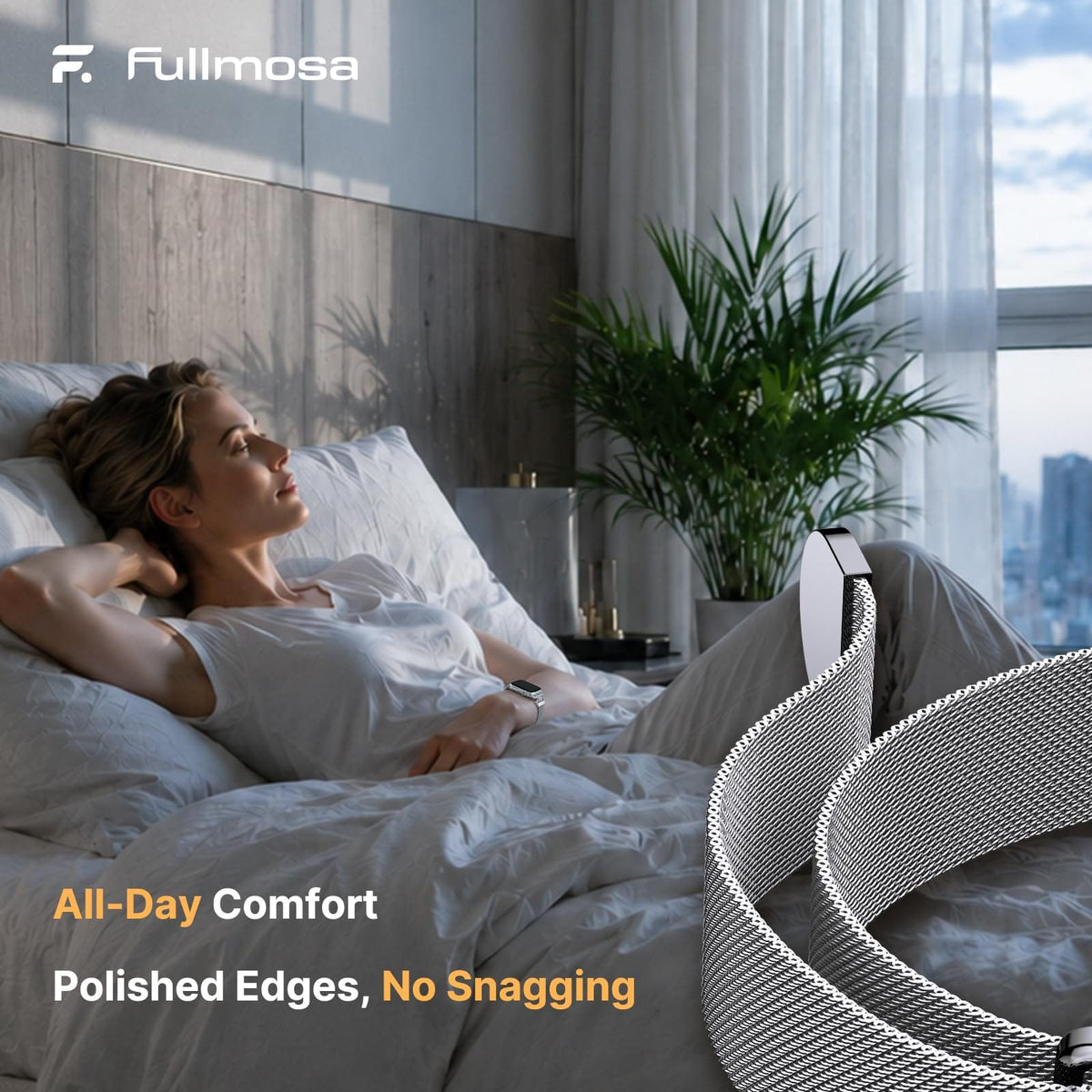 Apple Watch Band | Thin Milanese Loop Strap for Women| Silver Fullmosa watch band 42mm(s11/10) 41mm 40mm 38mm / Silver