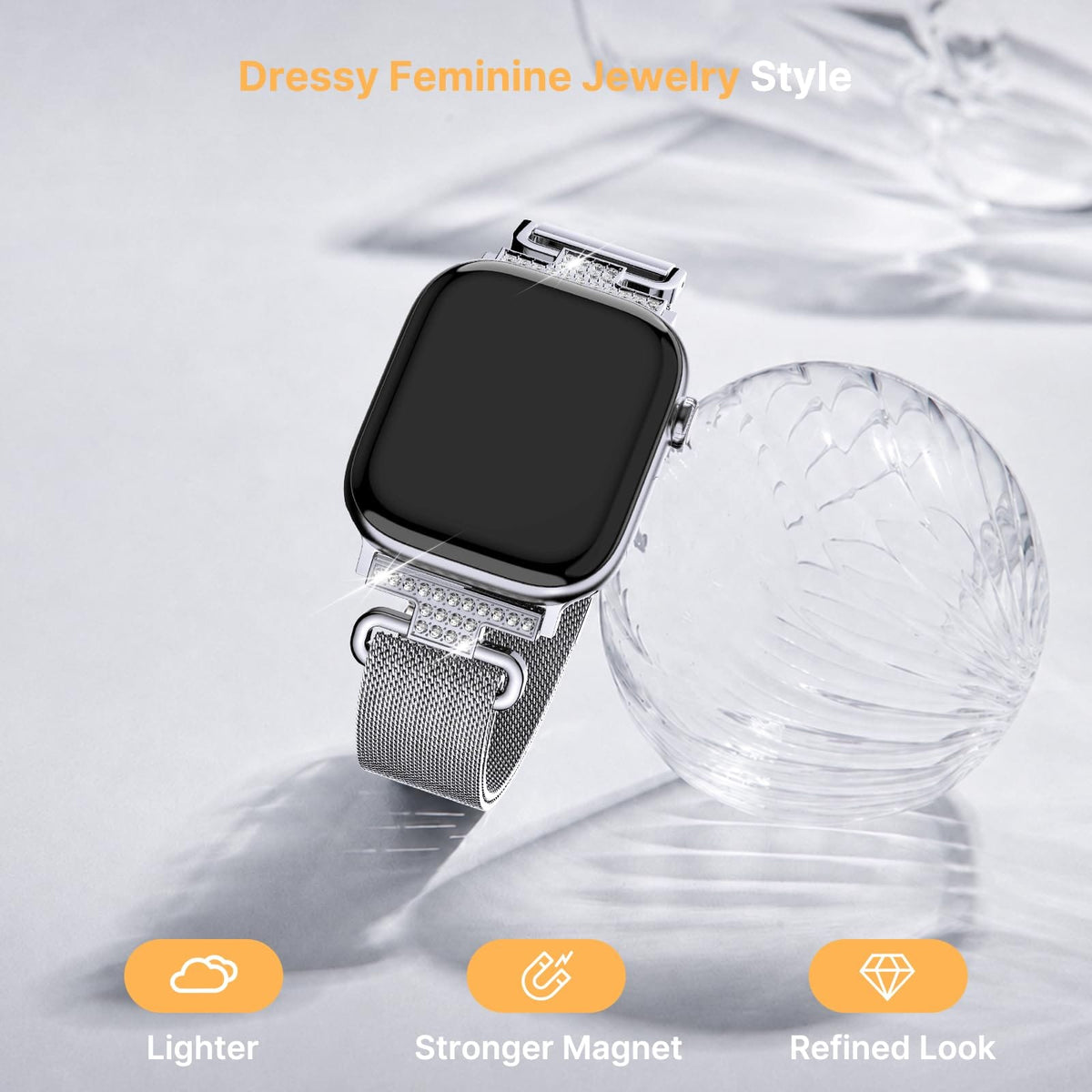 Apple Watch Band | Thin Milanese Loop Strap for Women| Silver Fullmosa watch band 42mm(s11/10) 41mm 40mm 38mm / Silver
