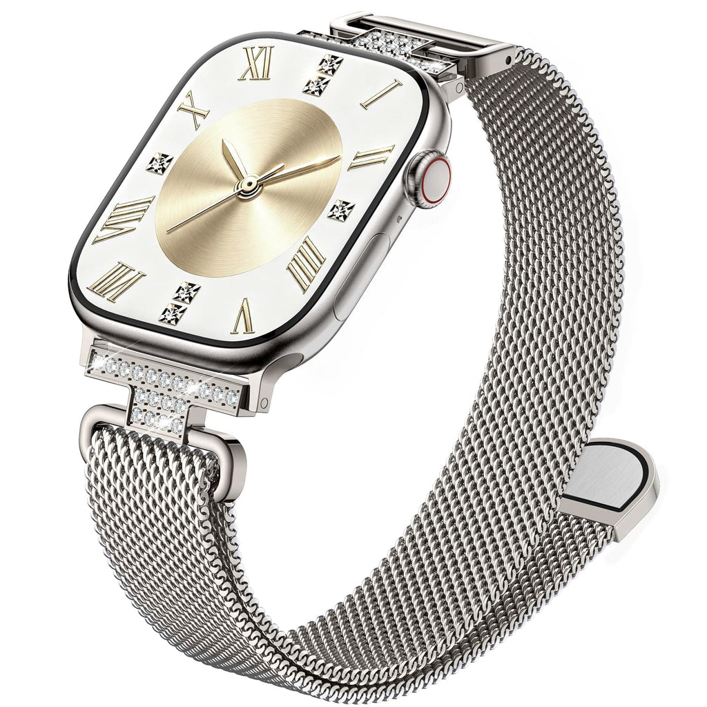 Apple Watch Band | Thin Milanese Loop Strap for Women| Starlight Fullmosa watch band 42mm(s11/10) 41mm 40mm 38mm / Starlight