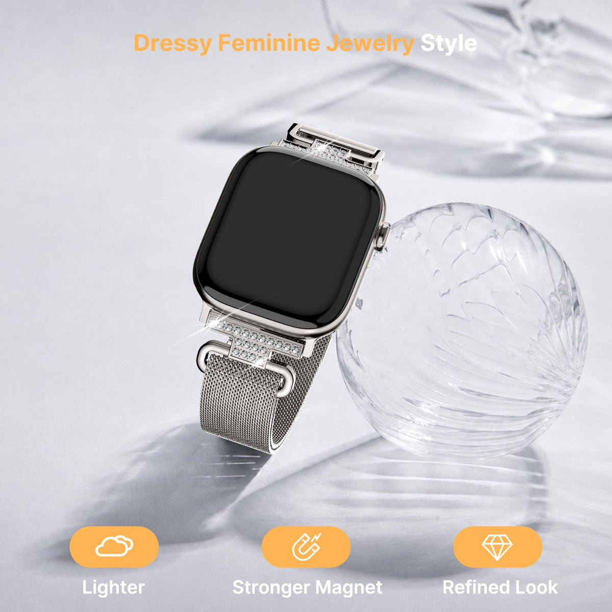 Apple Watch Band | Thin Milanese Loop Strap for Women| Starlight Fullmosa watch band 42mm(s11/10) 41mm 40mm 38mm / Starlight
