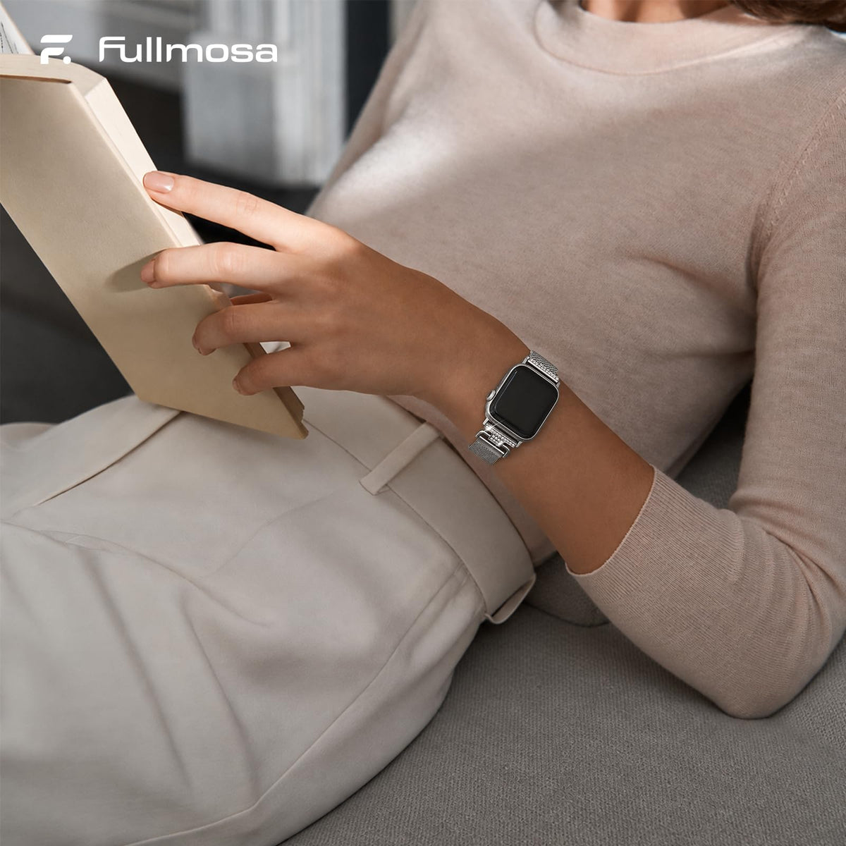 Apple Watch Band | Thin Milanese Loop Strap for Women| Starlight Fullmosa watch band 42mm(s11/10) 41mm 40mm 38mm / Starlight