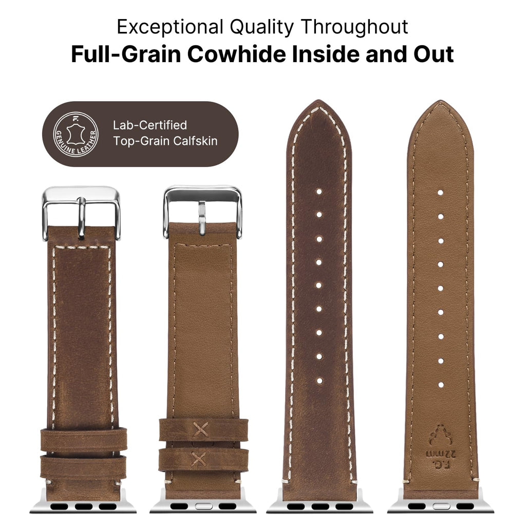 Apple Watch Band | Toffee Brown Leather | OilSkin Fullmosa watch band