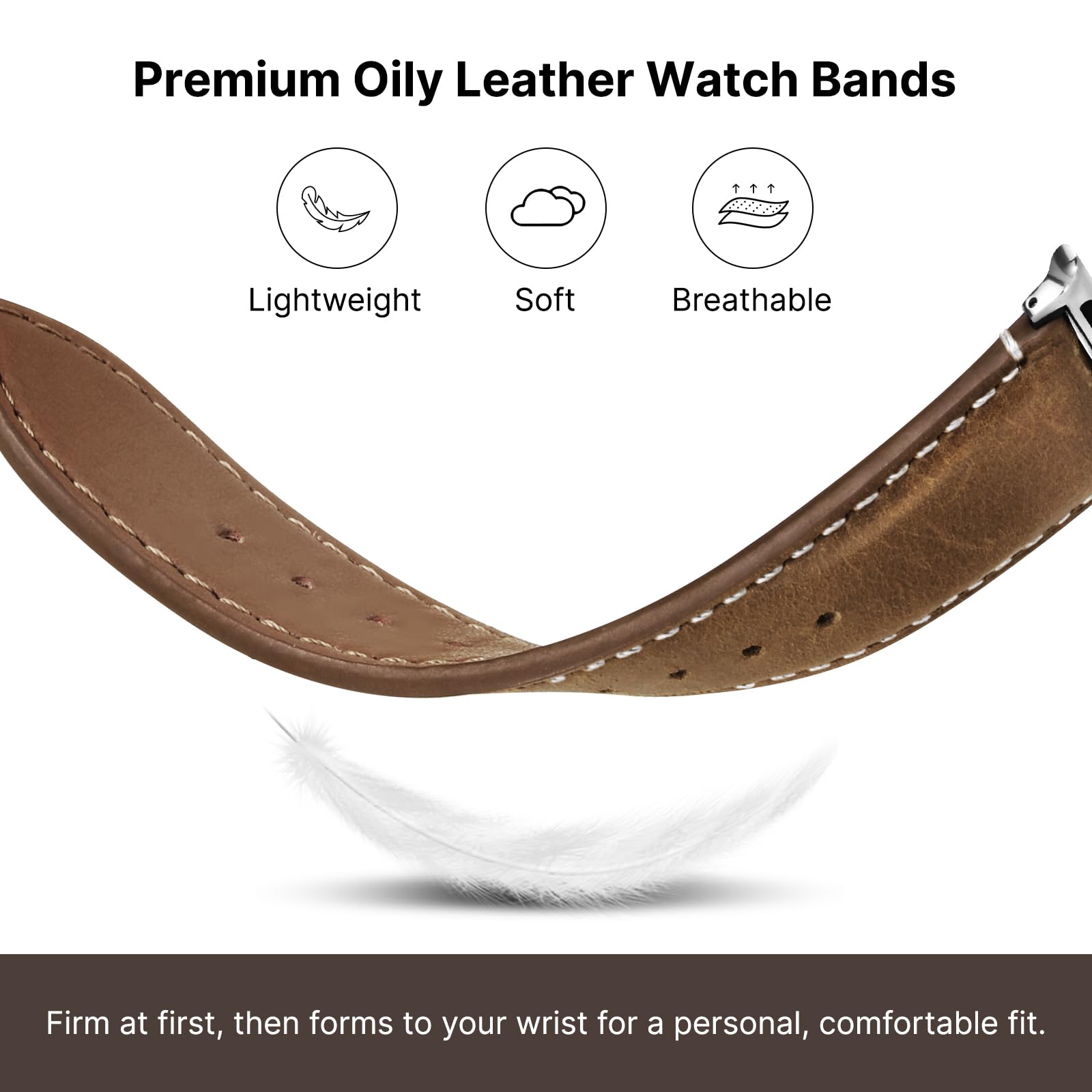 Apple Watch Band | Toffee Brown Leather | OilSkin Fullmosa watch band