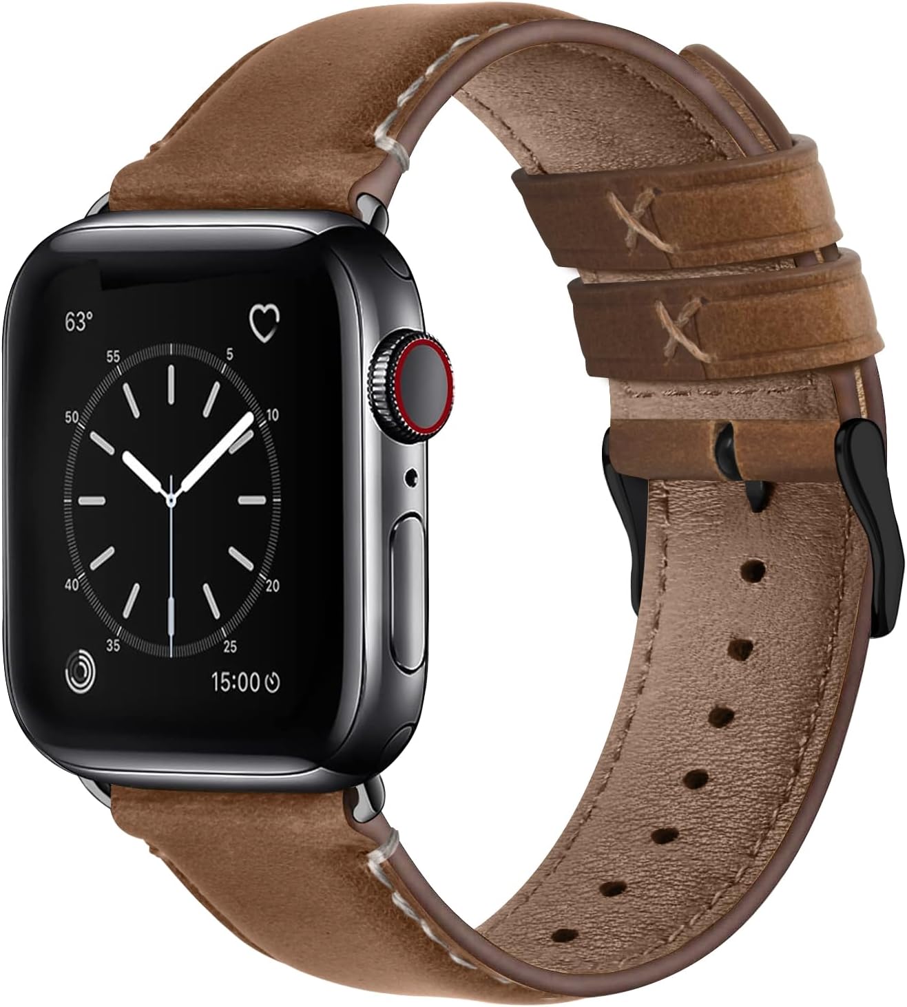 Apple Watch Band | Toffee Brown Leather | OilSkin Fullmosa watch band 42mm(S11/10) 41mm 40mm 38mm / Black