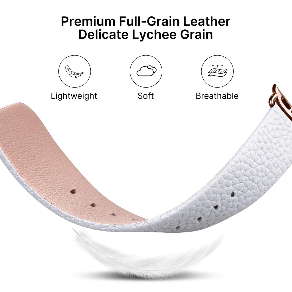 Apple Watch Band | White Leather | Litchi Fullmosa watch band