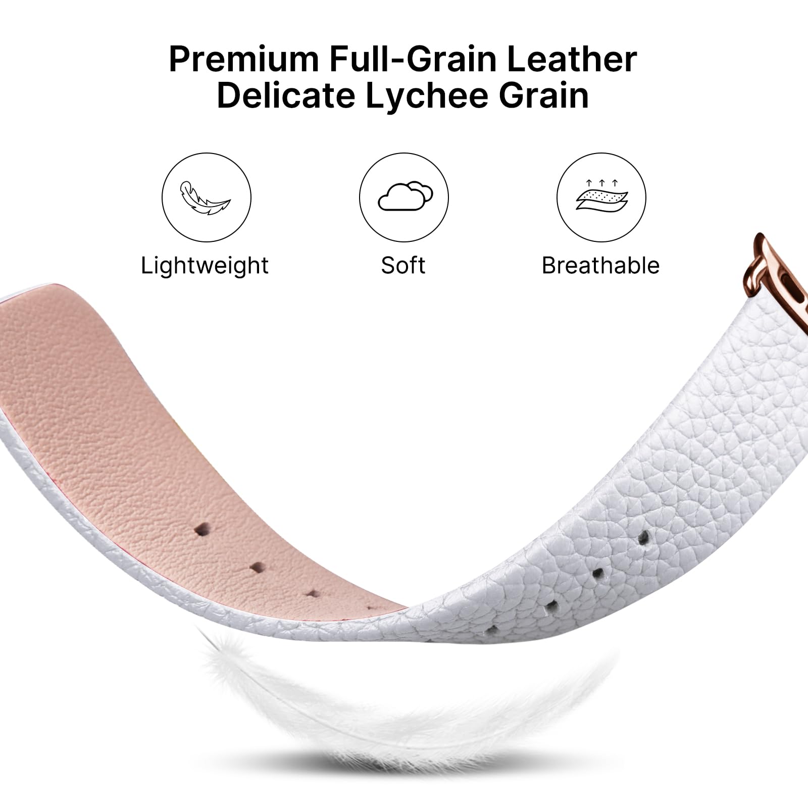 Apple Watch Band | White Leather | Litchi Fullmosa watch band