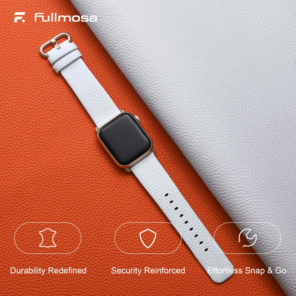 Apple Watch Band | White Leather | Litchi Fullmosa watch band