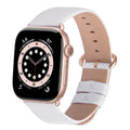 Apple Watch Band | White Leather | Litchi Fullmosa watch band 49mm 46mm 45mm 44mm 42mm(s3/2/1) / Rose gold