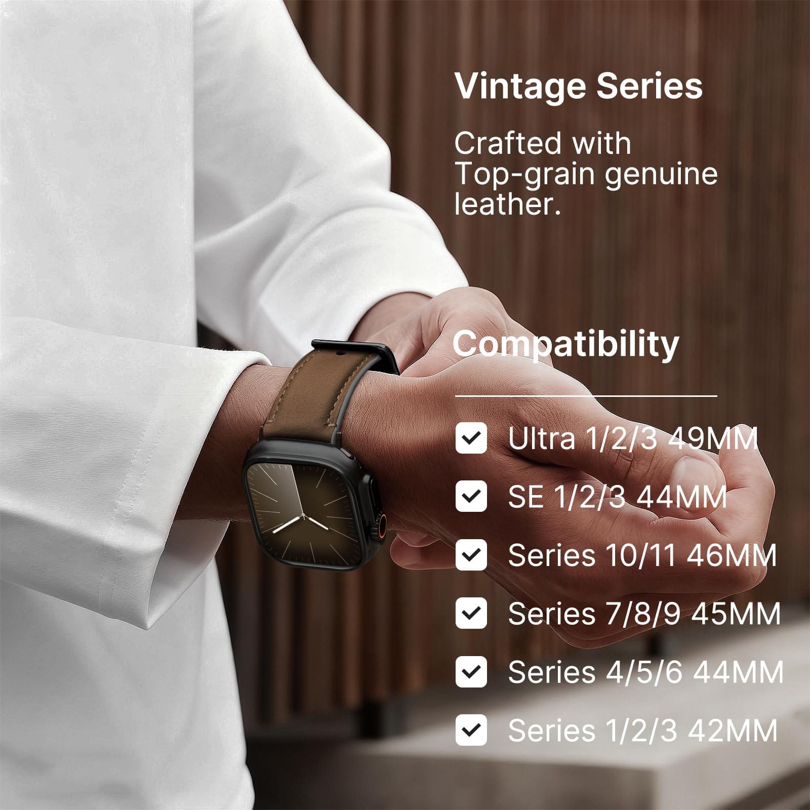 Apple Watch Band | Yola leather Band | Dark Brown Fullmosa watch band