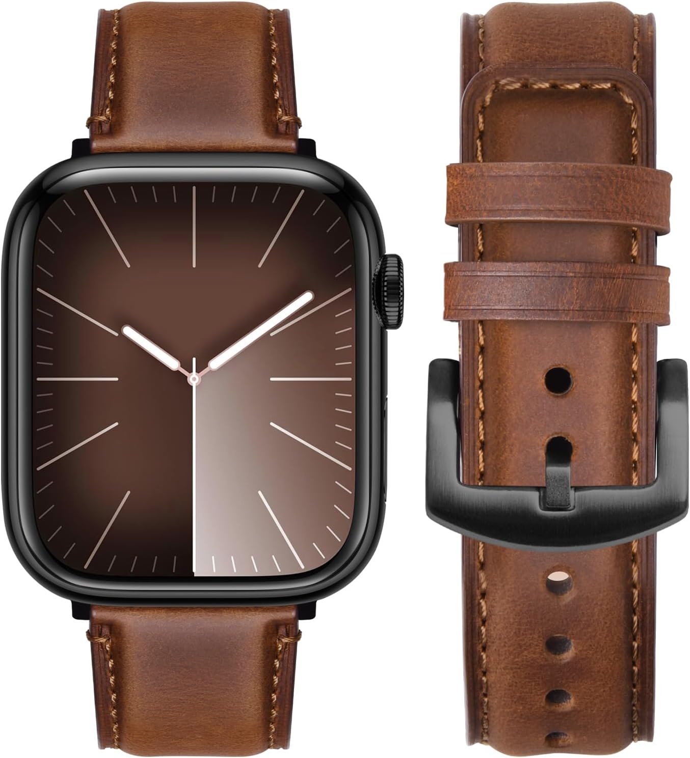 Apple Watch Band | Yola leather Band | Dark Brown Fullmosa watch band 42mm(S11/10)/41mm/40mm/38mm / Black
