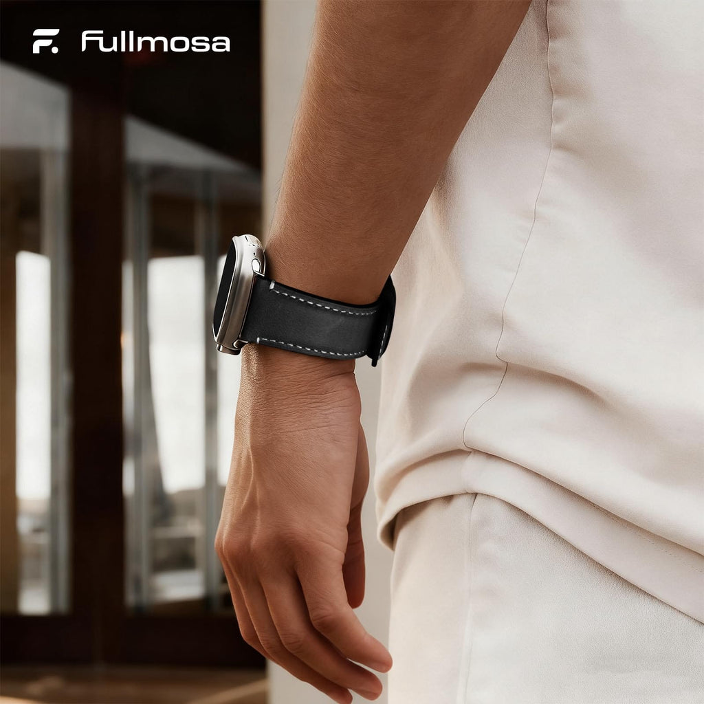 Apple Watch Band | Yola leather Straps | Black Fullmosa watch band
