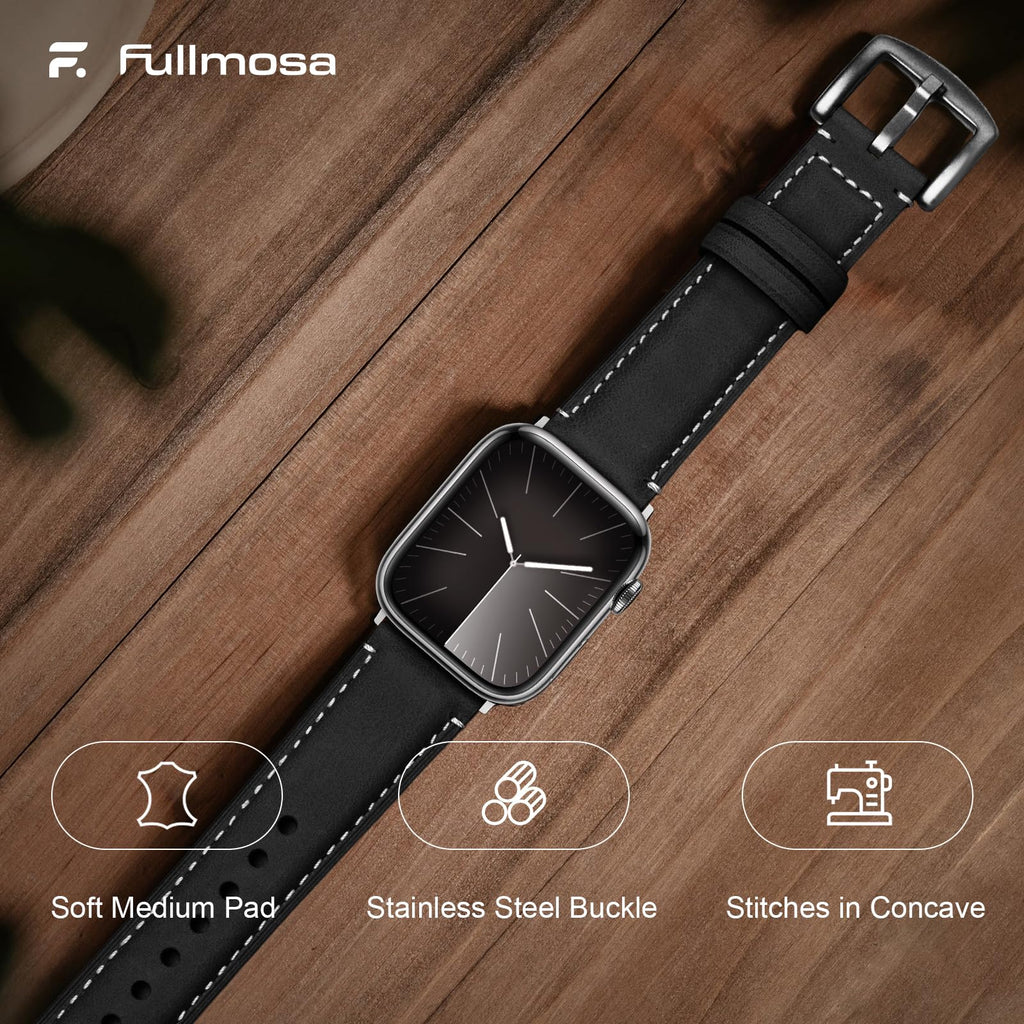 Apple Watch Band | Yola leather Straps | Black Fullmosa watch band