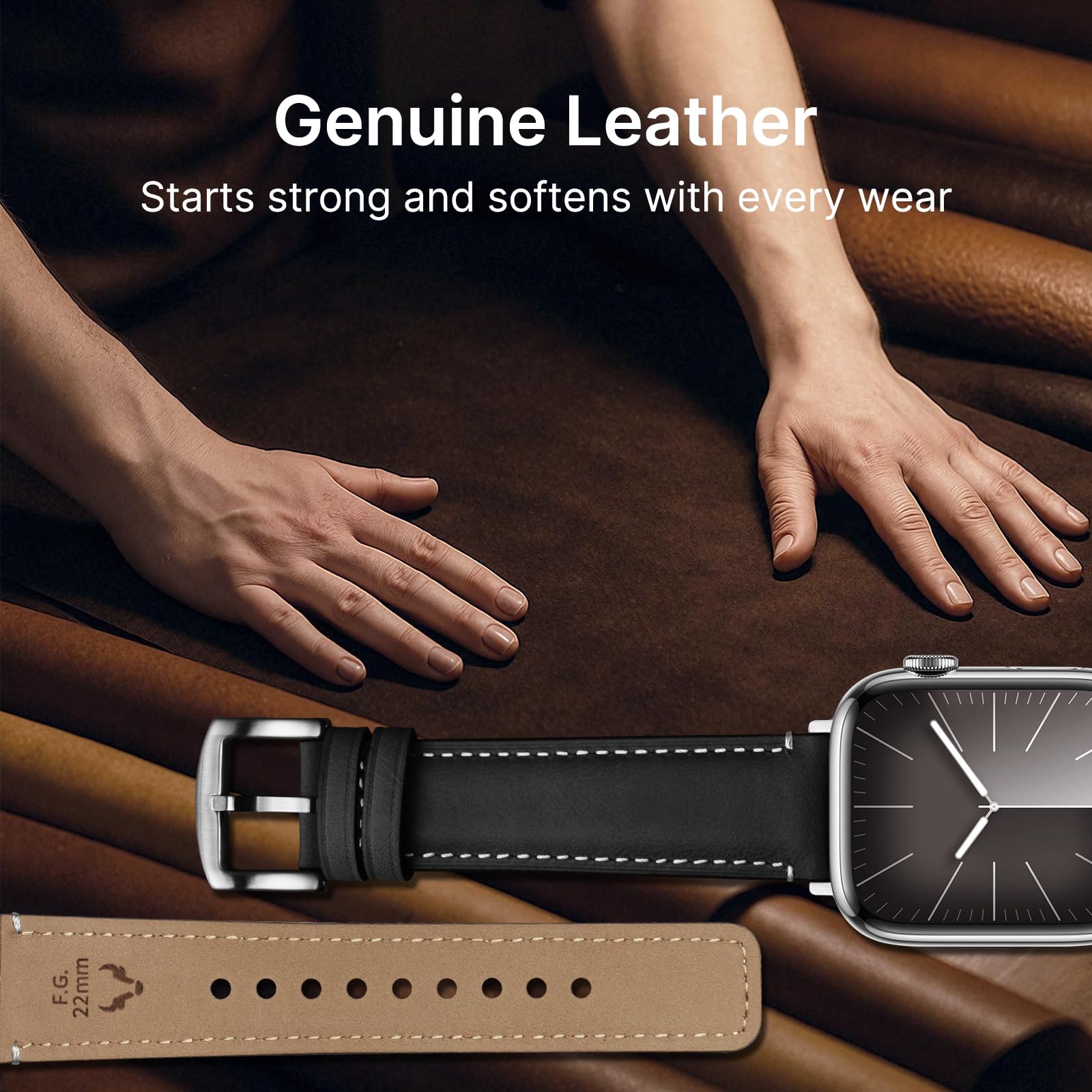 Apple Watch Band | Yola leather Straps | Black Fullmosa watch band