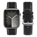 Apple Watch Band | Yola leather Straps | Black Fullmosa watch band 42mm(S11/10)/41mm/40mm/38mm / Silver