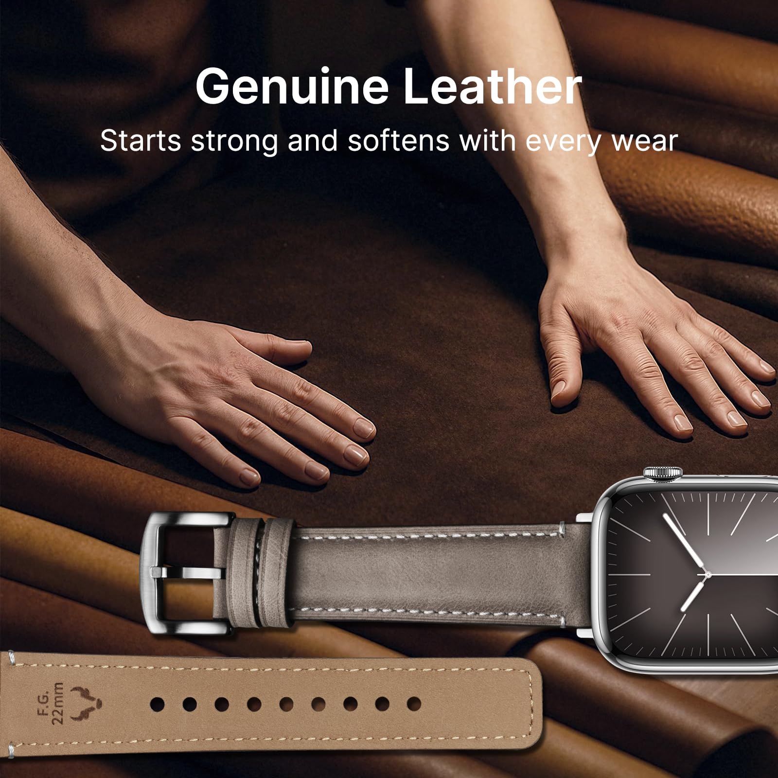 Apple Watch Band | Yola leather Straps | Grey Fullmosa watch band