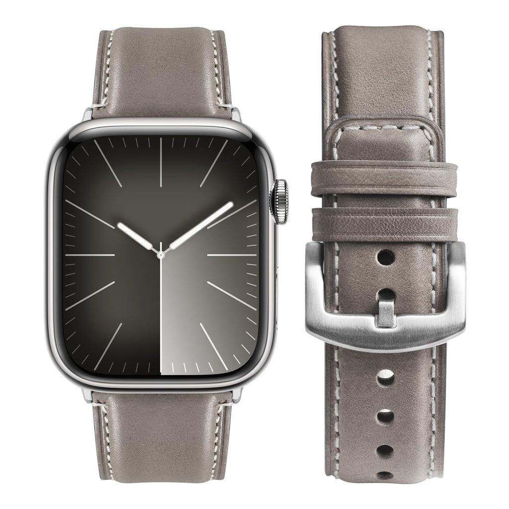 Apple Watch Band | Yola leather Straps | Grey Fullmosa watch band 42mm(S11/10)/41mm/40mm/38mm / Silver