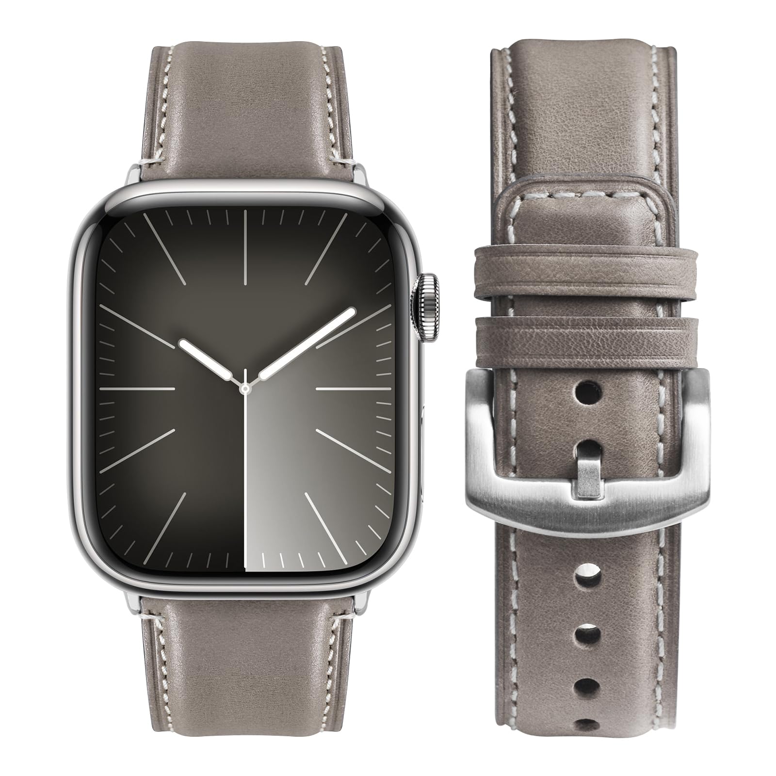 Apple Watch Band | Yola leather Straps | Grey Fullmosa watch band 42mm(S11/10)/41mm/40mm/38mm / Silver
