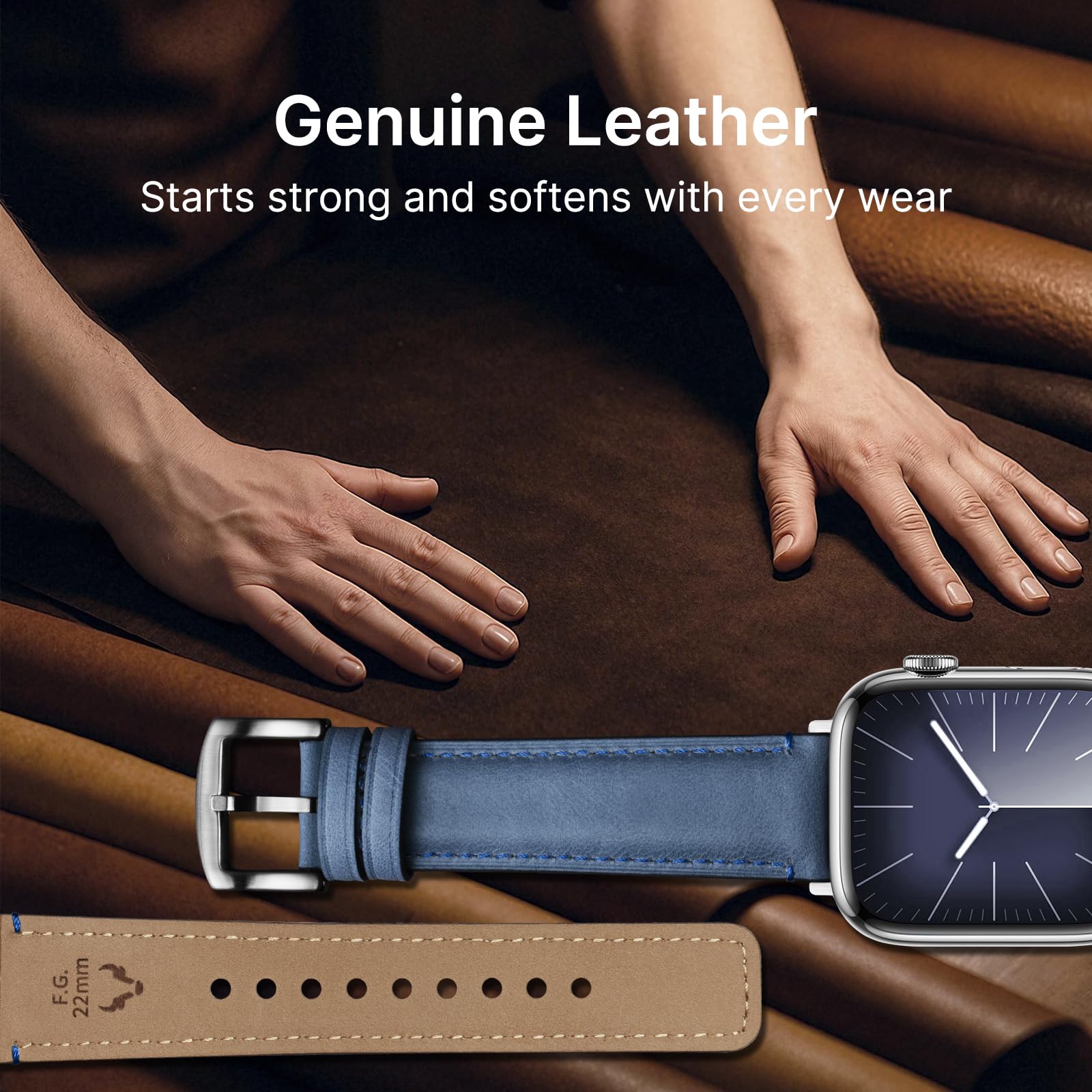 Apple Watch Band | Yola leather Straps | Light Blue Fullmosa watch band