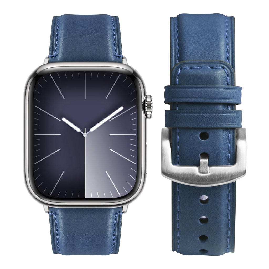 Apple Watch Band | Yola leather Straps | Light Blue Fullmosa watch band 42mm(S11/10)/41mm/40mm/38mm / Silver
