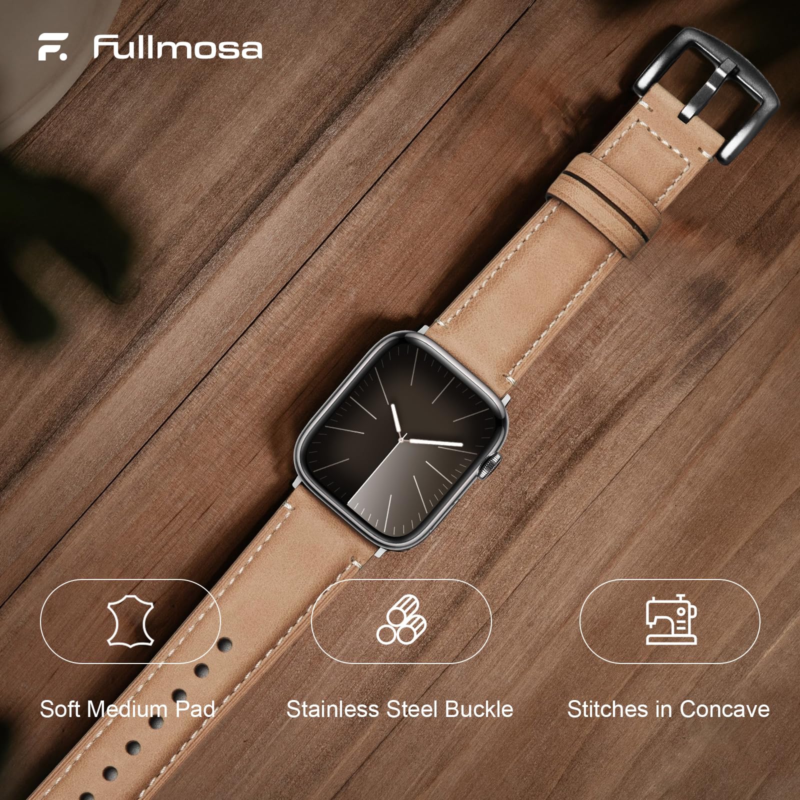 Apple Watch Band | Yola leather Straps | Light Brown Fullmosa watch band