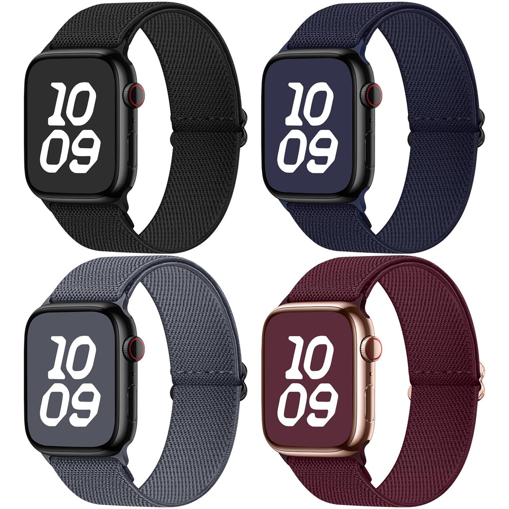 Apple Watch Band | 4 Pack Water-Resistant Nylon Bands | Black/Midnight Blue/Dark Grey/Wine Red Fullmosa watch band