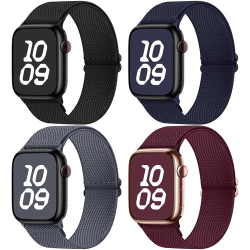 Apple Watch Band | 4 Pack Water-Resistant Nylon Bands | Black/Midnight Blue/Dark Grey/Wine Red Fullmosa watch band