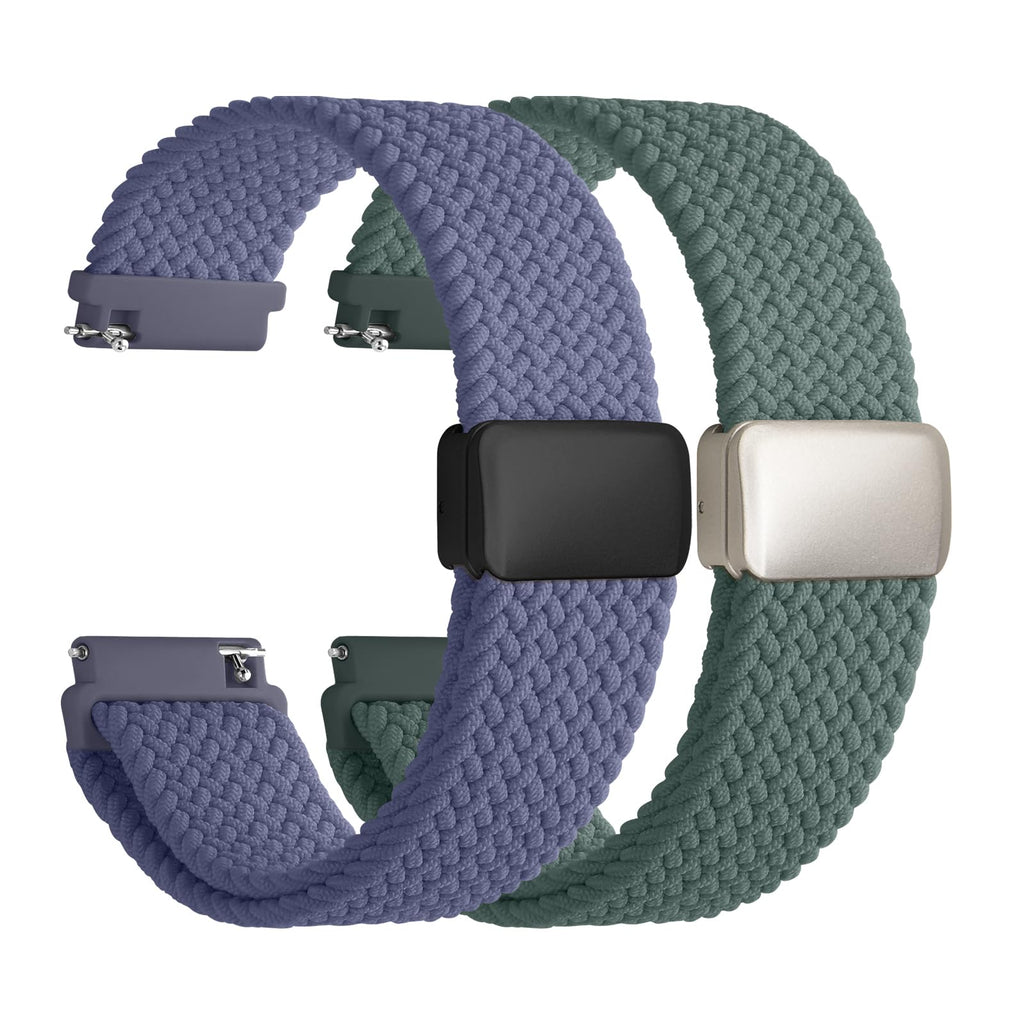Watch Band | 2 Pack Magnetic Braided Bands | Green/Blue Grey Fullmosa watch band