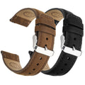 Watch Band | 2 Pack Top Grain Genuine Leather Straps | Saddle Brown&silver/Black&silver Fullmosa watch band 20mm / Saddle Brown&Silver/Black&Silver