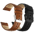 Watch Band | 2 Pack Top Grain Genuine Leather Straps | Toffee Brown&Silver/Black&Black Fullmosa watch band