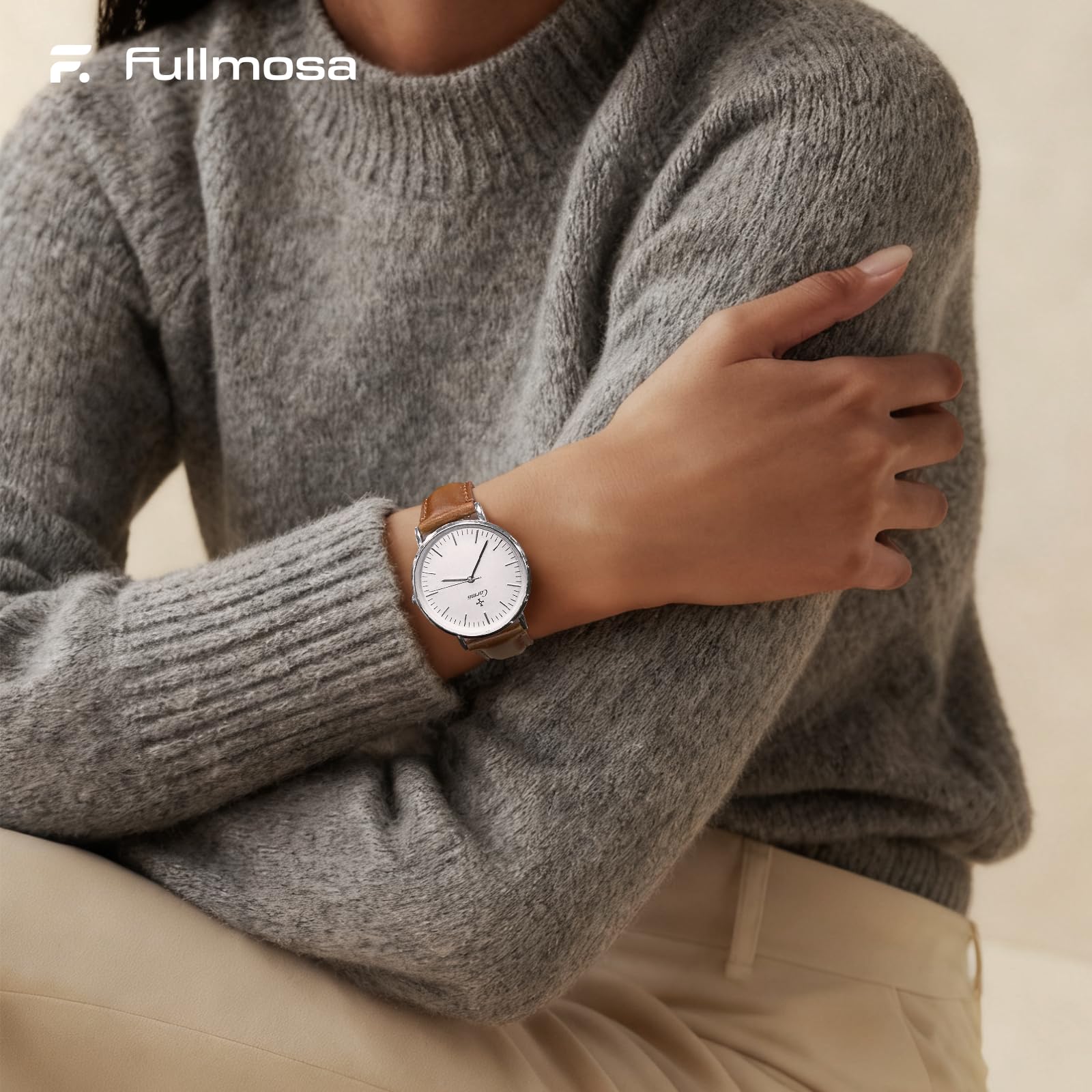 Watch Band | 2 Pack Top Grain Genuine Leather Straps | Toffee Brown&White/Silver&Rosa Fullmosa watch band 18mm / Toffee Brown&White/Silver&Rosa