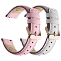 Watch Band | 2 Pack Top Grain Genuine Leather Straps | White+Pink/Rose+Rose Fullmosa watch band 18mm / White+Pink/Rose+Rose