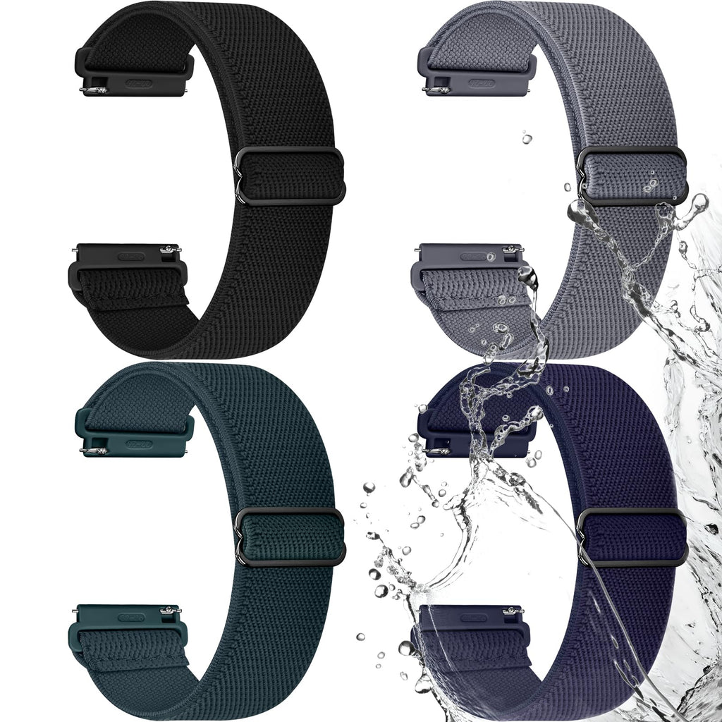 Watch Band | 4 Pack Water-Resistant Nylon Bands | Black/Bluegrey/Dark Green/Midnight Blue Fullmosa watch band 18mm / Black/Bluegrey/Dark Green/Midnight Blue