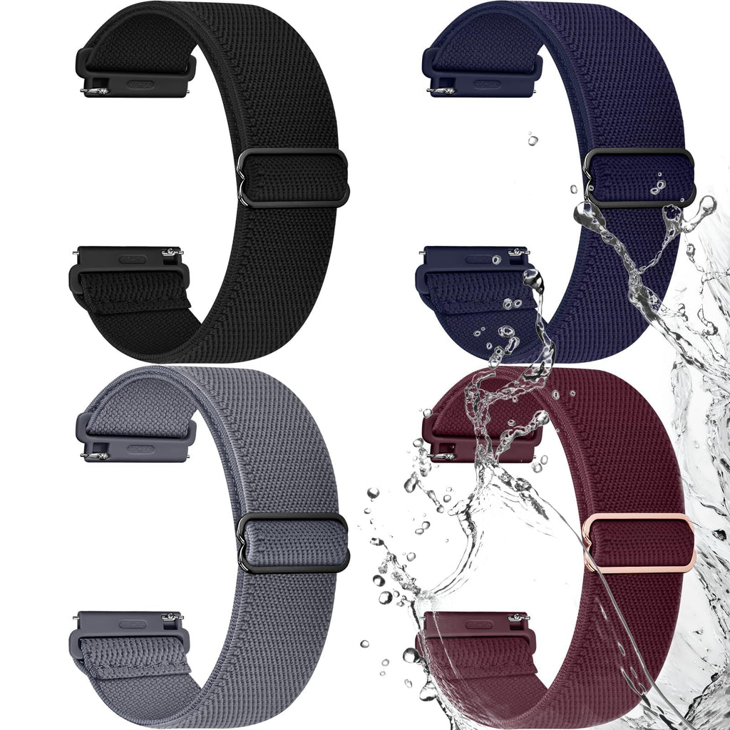 Watch Band | 4 Pack Water-Resistant Nylon Bands | Black/Midnight Blue/Dark Grey/Wine Red Fullmosa watch band