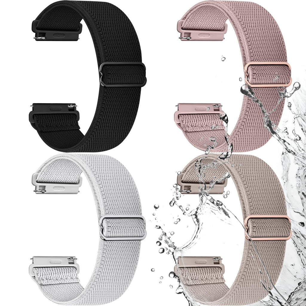 Watch Band | 4 Pack Water-Resistant Nylon Bands | Black/Sand Pink/Starlight/Milk Tea Fullmosa watch band