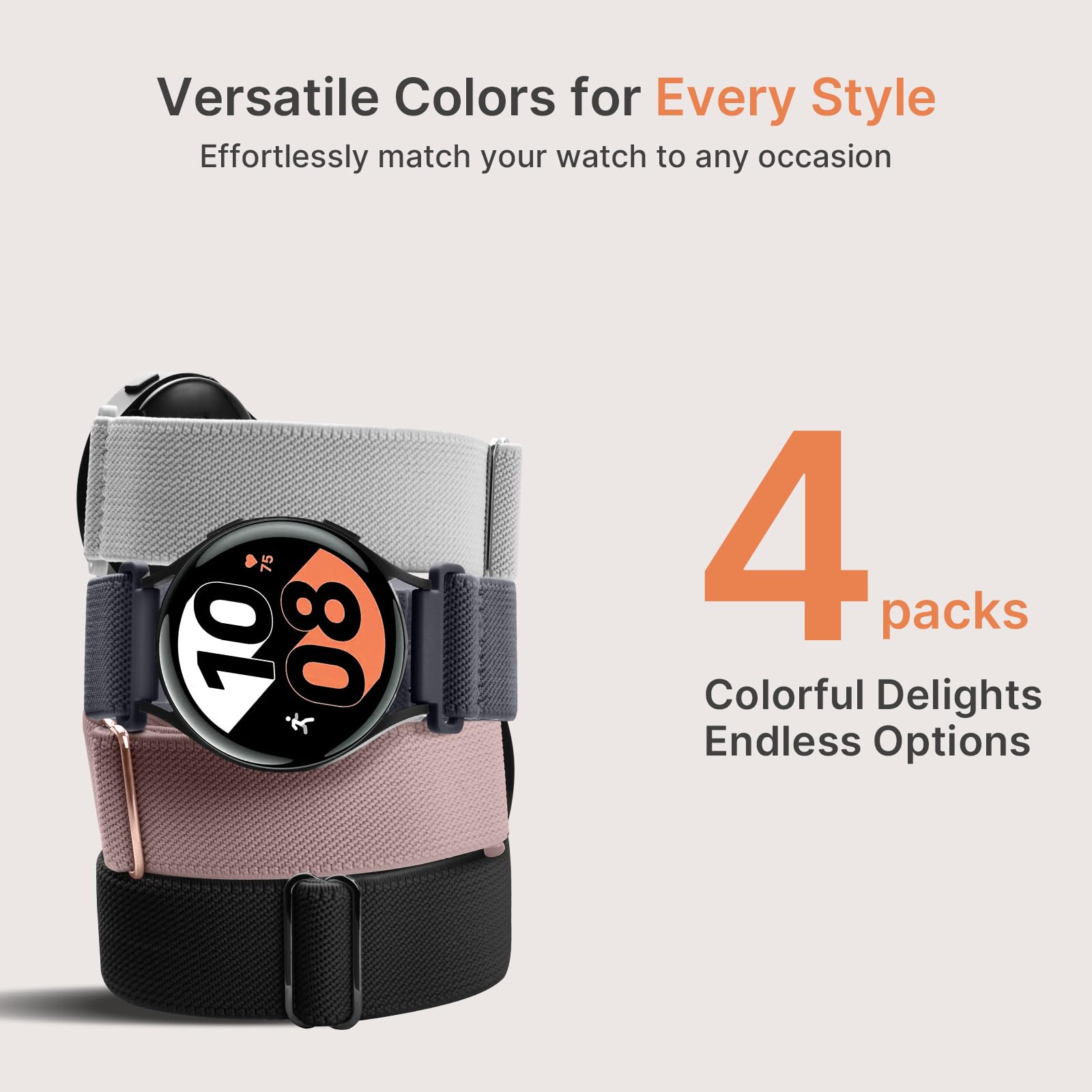 Watch Band | 4 Pack Water-Resistant Nylon Bands | Black/Sand Pink/Starlight/Milk Tea Fullmosa watch band