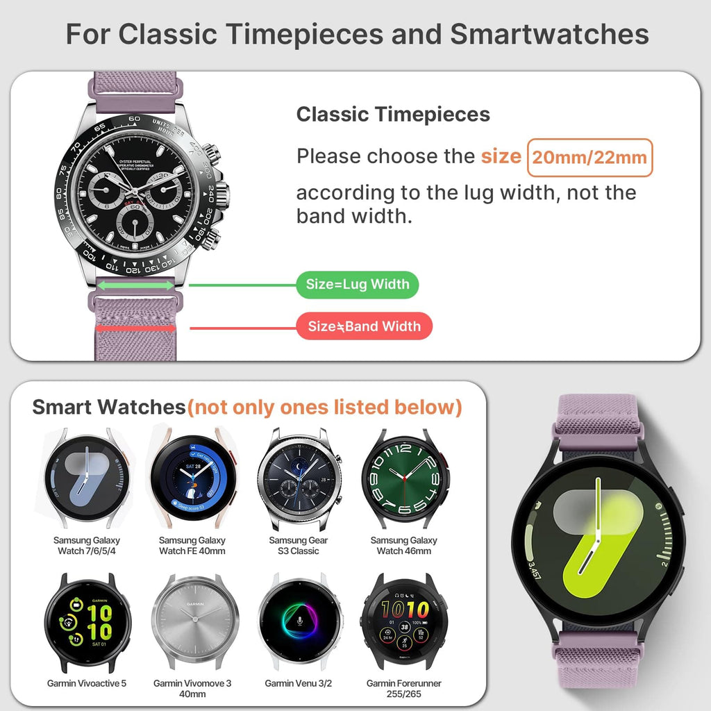 Watch Band | 4 Pack Water-Resistant Nylon Bands | Peppermint/Pink/Pistachios/Coral Fullmosa watch band