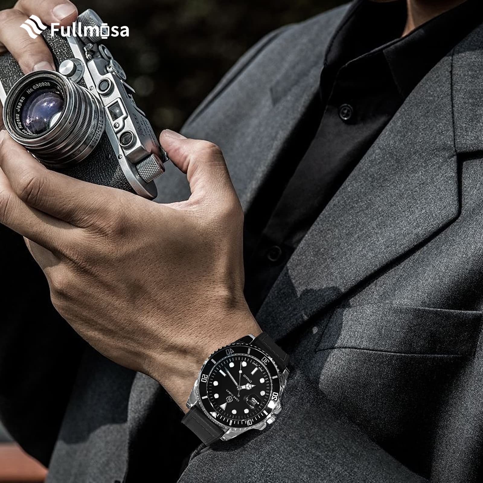 Watch Band | Leather + Silicone Meex Band | Black Fullmosa watch band