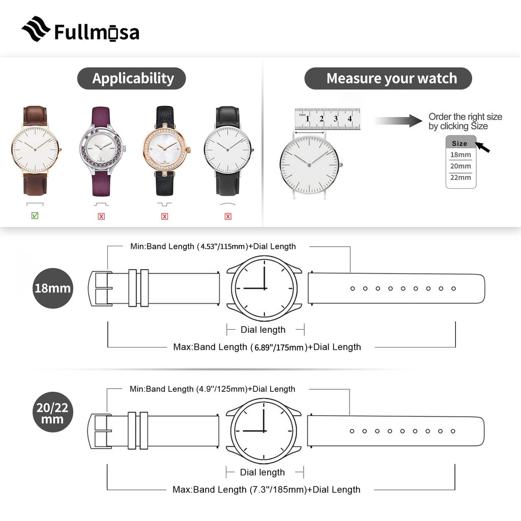 Watch Band | Leather + Silicone Meex Band | Black Fullmosa watch band