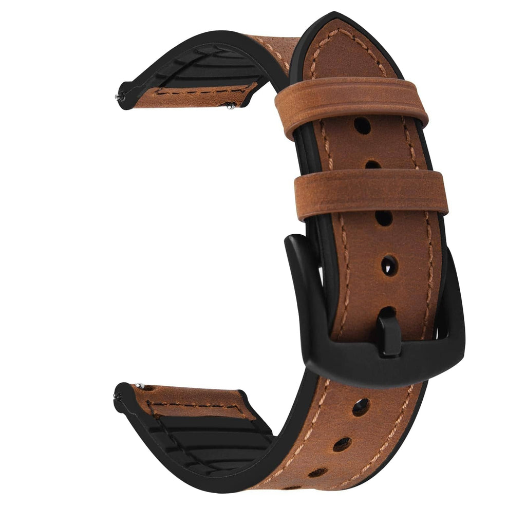 Watch Band | Leather + Silicone Meex Band | Brown Fullmosa watch band 20mm / Black