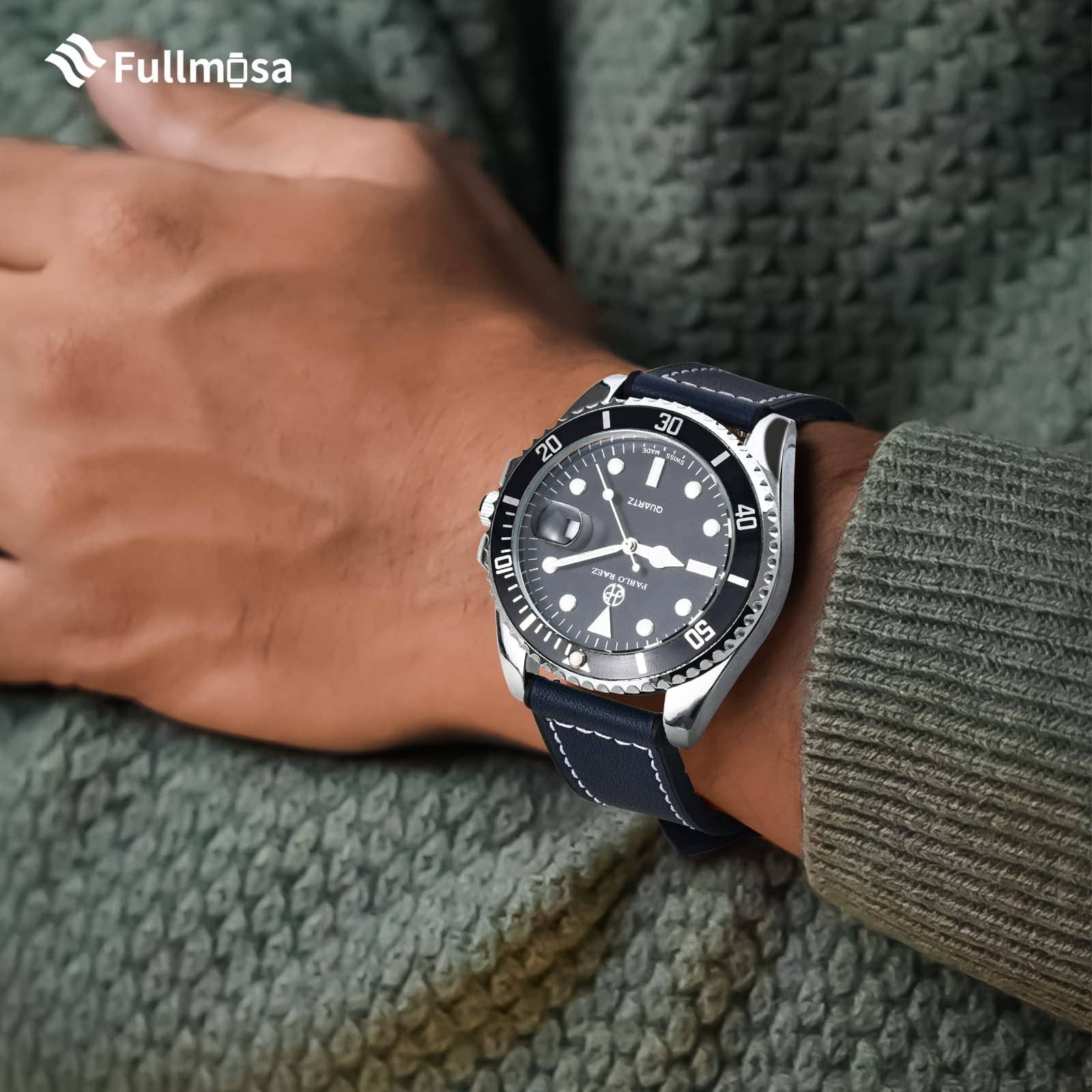 Watch Band | Leather + Silicone Meex Band | Dark Blue Fullmosa watch band