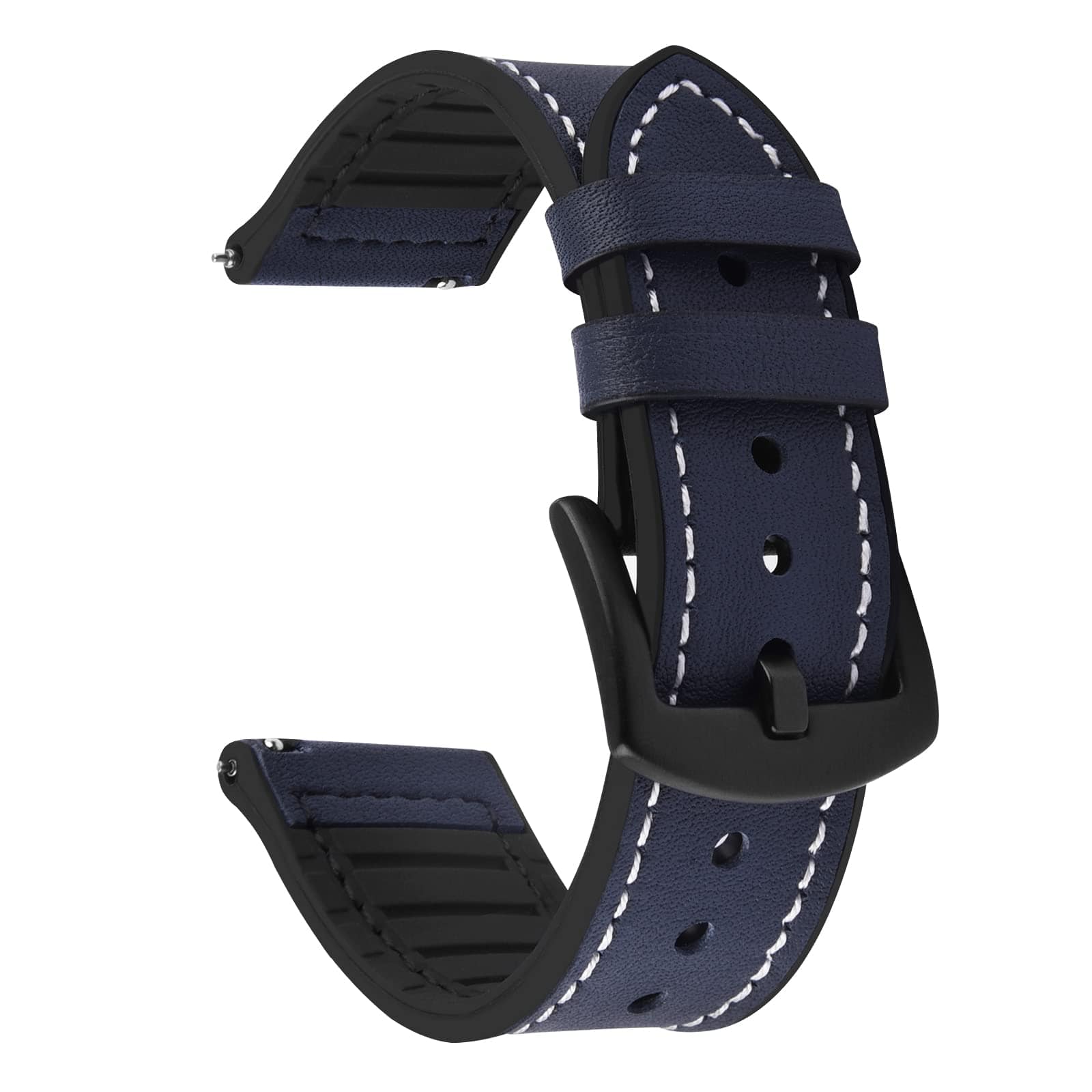 Watch Band | Leather + Silicone Meex Band | Dark Blue Fullmosa watch band 22mm / Black